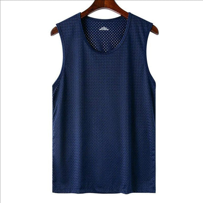 Mens Ice Silk Mesh Vest Quick Dry Sports Sleeveless Shirt