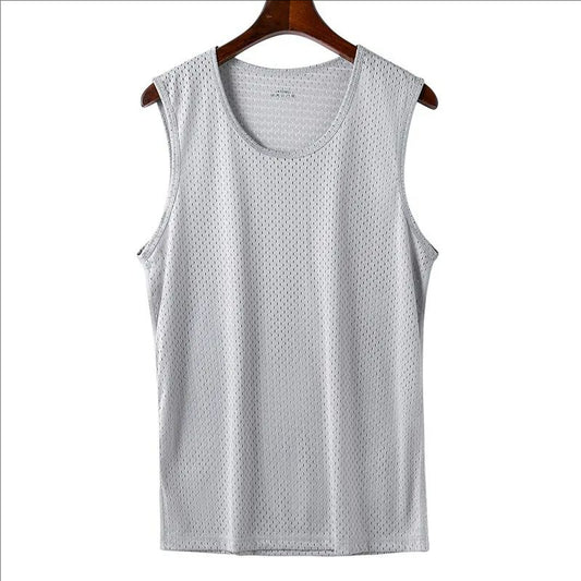Mens Ice Silk Mesh Vest Quick Dry Sports Sleeveless Shirt
