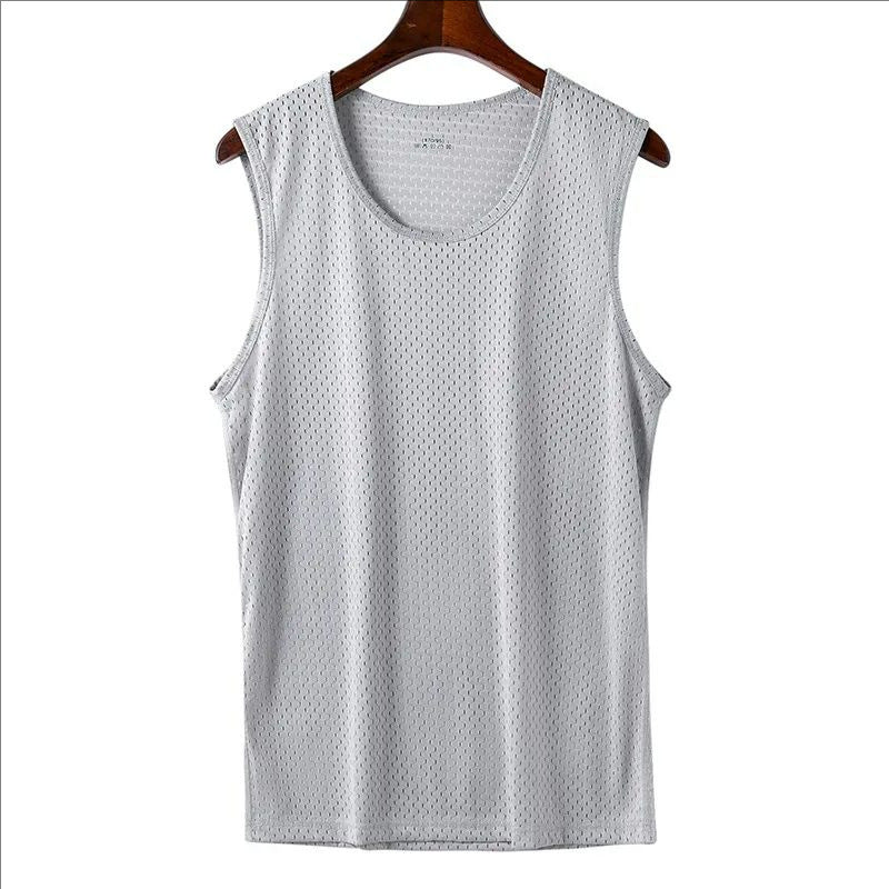 Mens Ice Silk Mesh Vest Quick Dry Sports Sleeveless Shirt