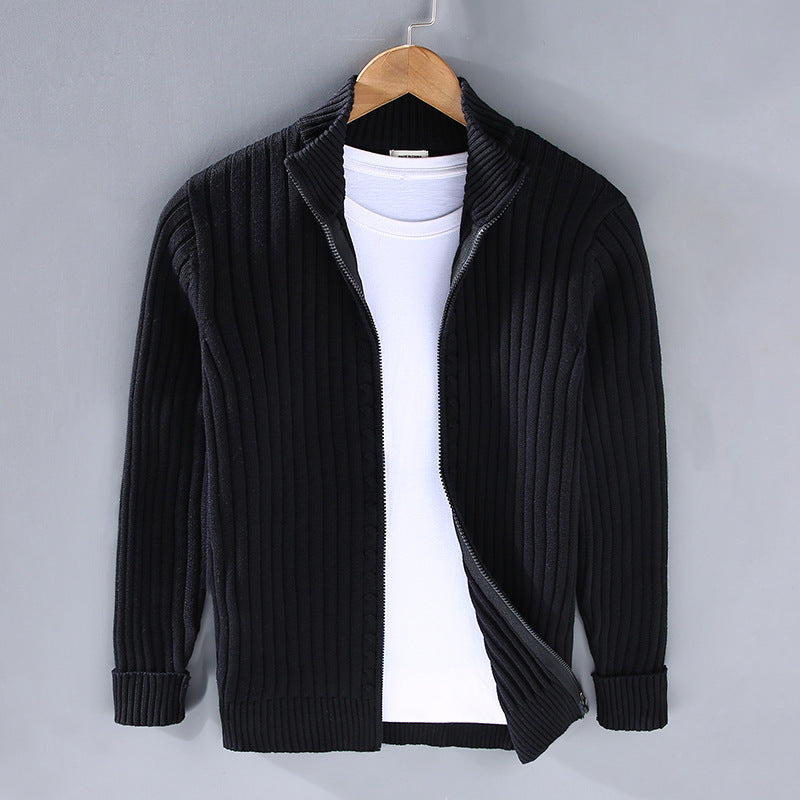 Mens Knitted Cardigan Sweater with Zipper