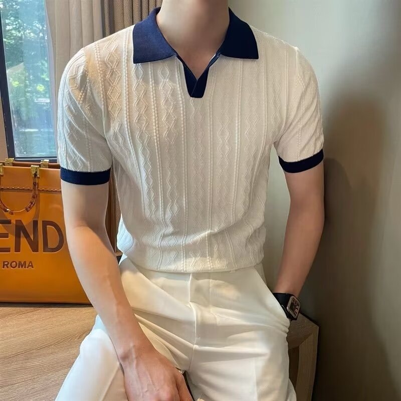 Mens Knitted Cotton Short Sleeve T-Shirt