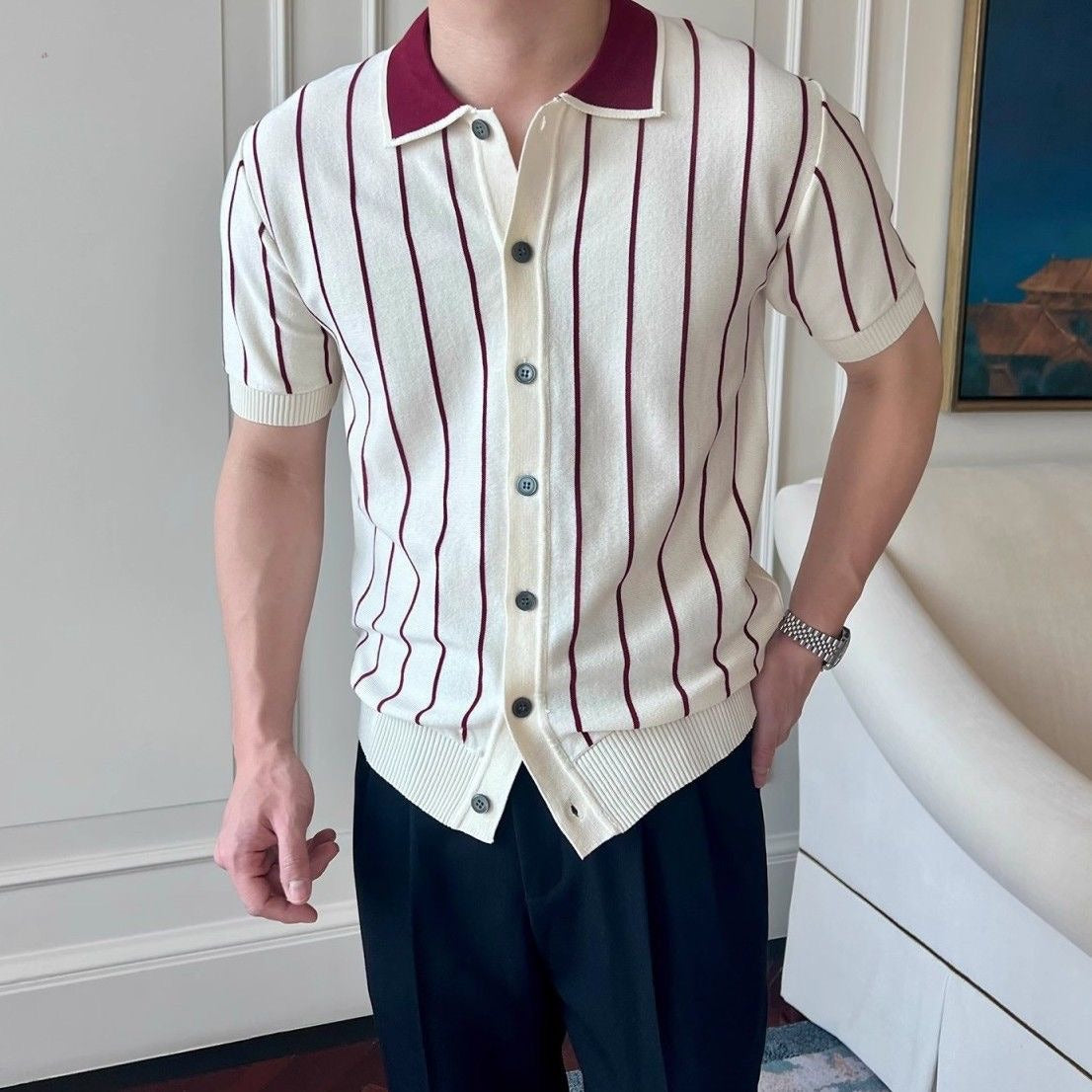 Mens Knitted Polo Shirt