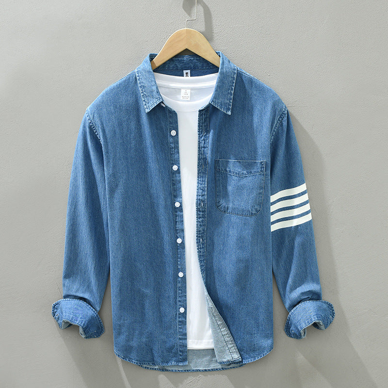 Mens Korean Style Denim Shirt