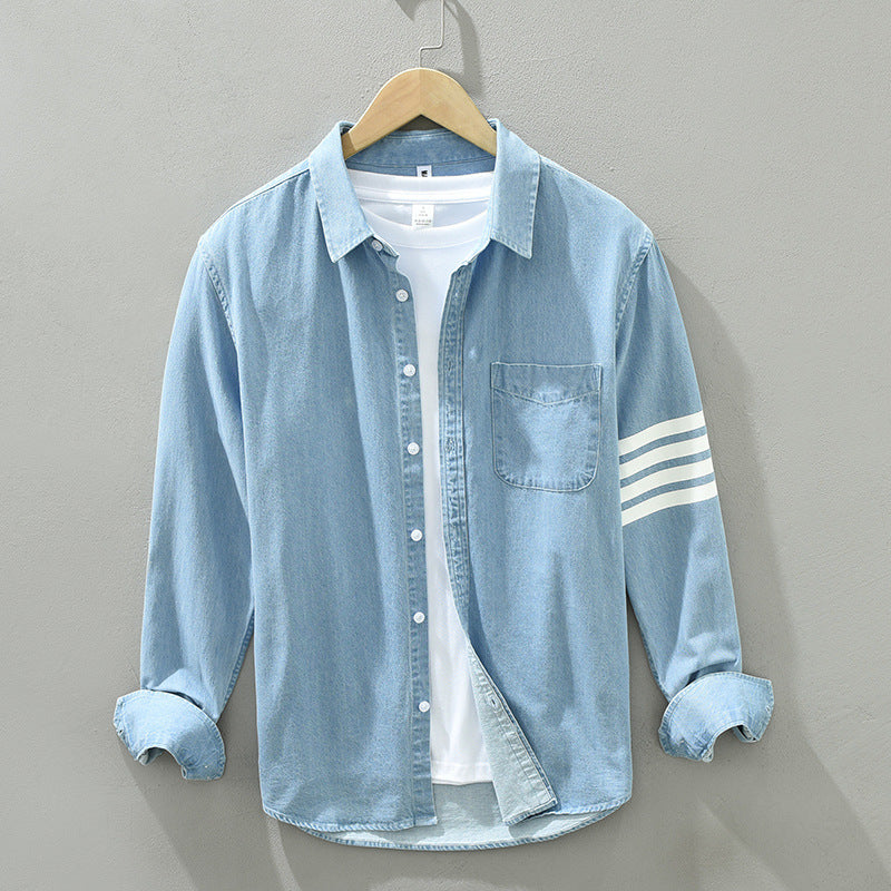 Mens Korean Style Denim Shirt
