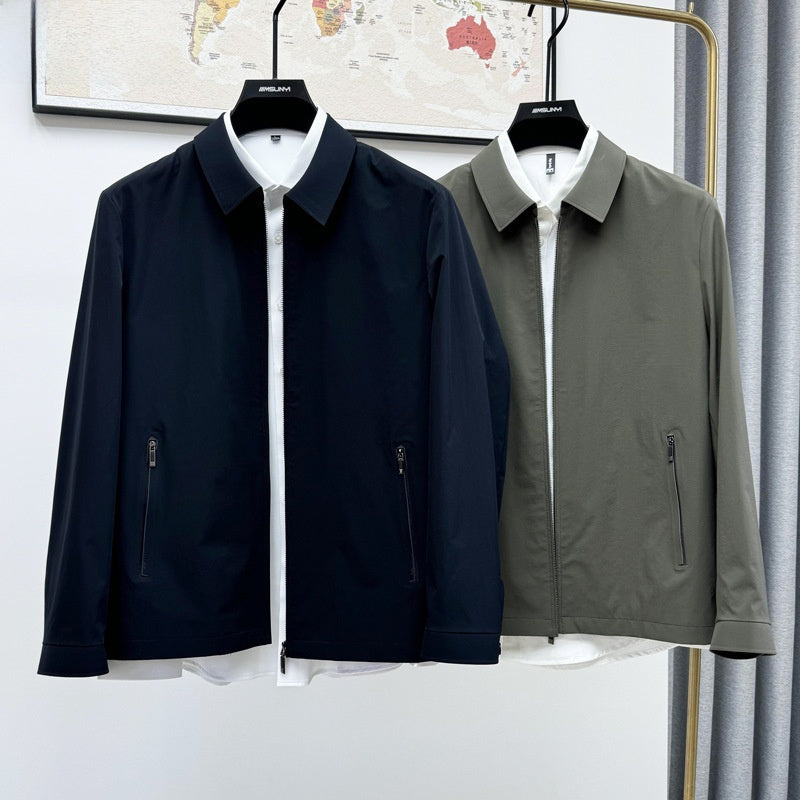 Mens Lapel Solid Color Jacket