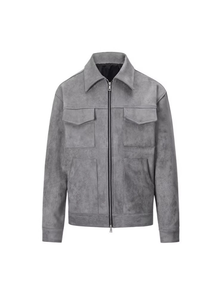 Mens Lapel Zipper Jacket