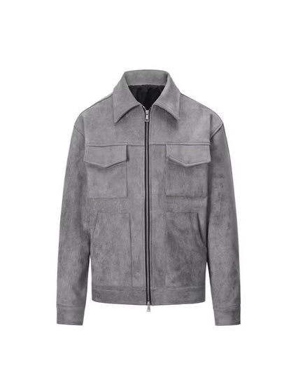 Mens Lapel Zipper Jacket