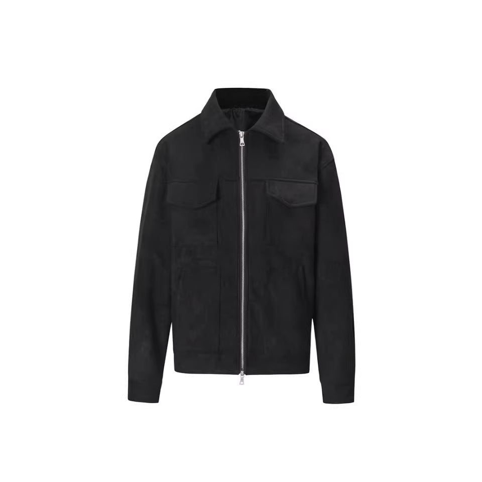 Mens Lapel Zipper Jacket