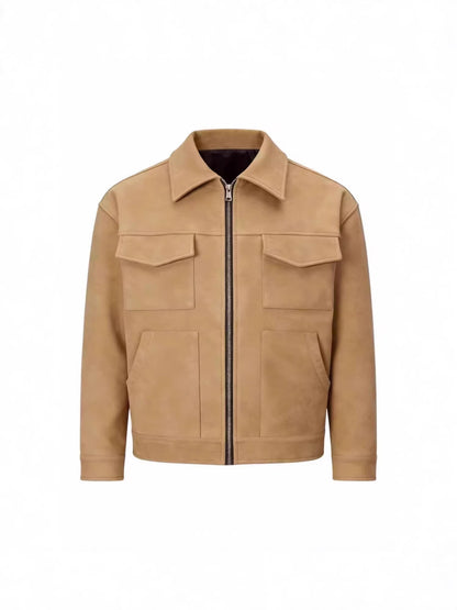 Mens Lapel Zipper Jacket
