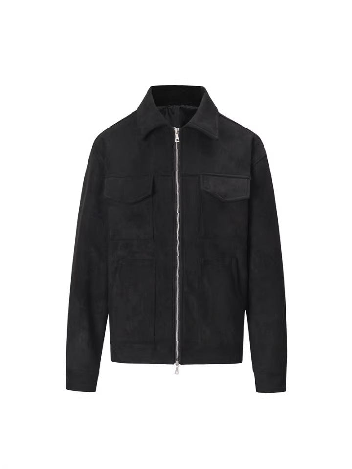 Mens Lapel Zipper Jacket
