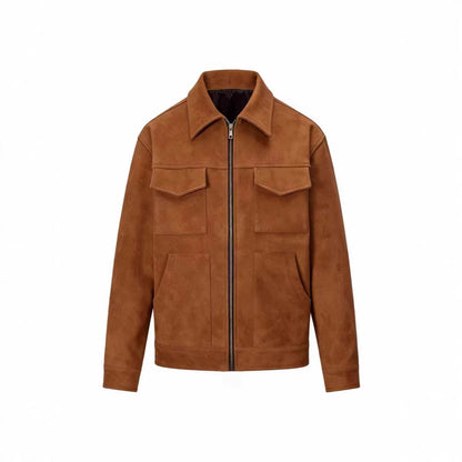 Mens Lapel Zipper Jacket