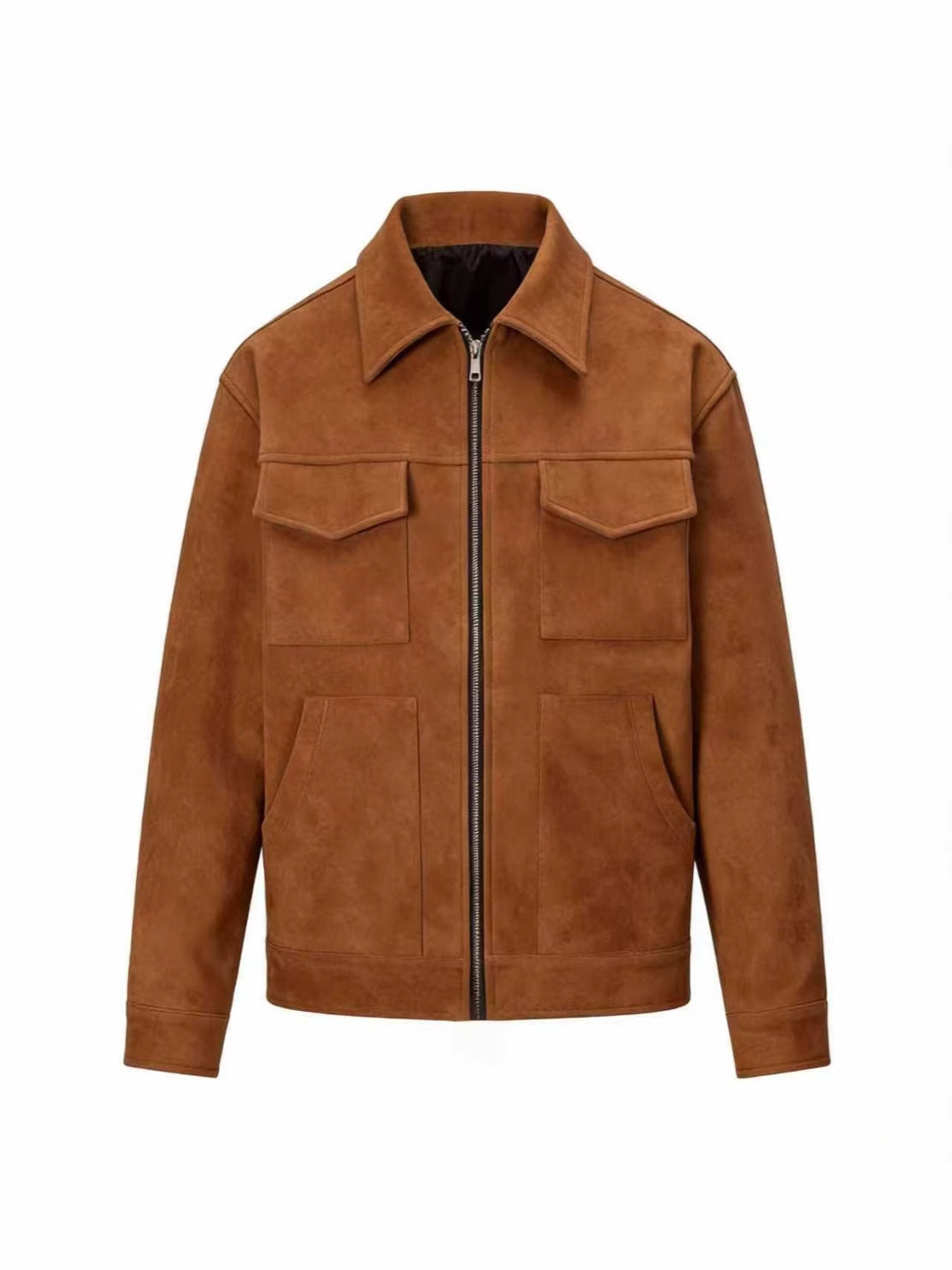 Mens Lapel Zipper Jacket