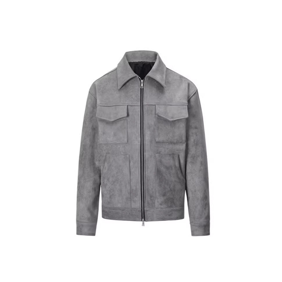 Mens Lapel Zipper Jacket