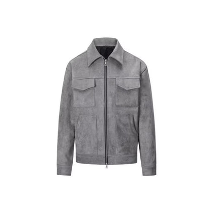 Mens Lapel Zipper Jacket