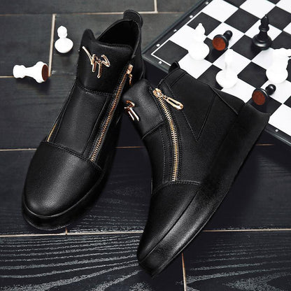 Mens Leather High-Top Sneakers
