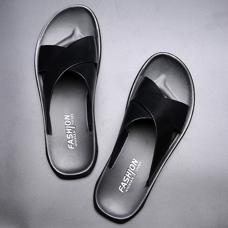 mens leather slippers