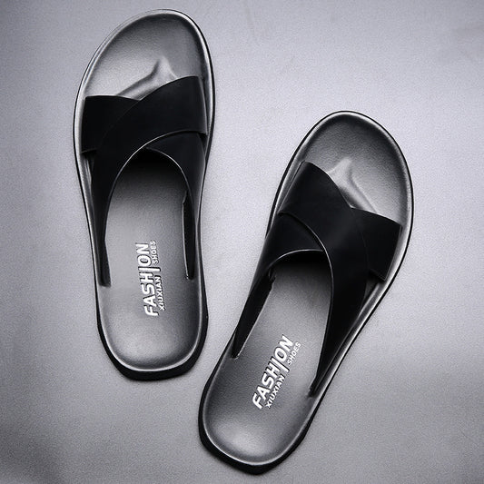 mens leather slippers