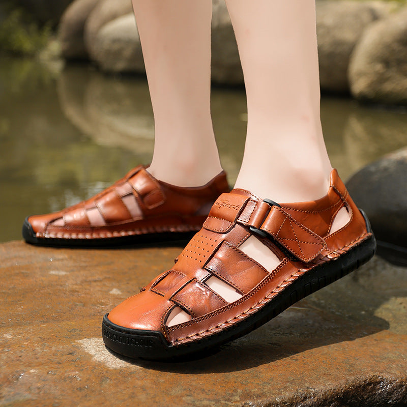 Mens Leather Stitched Sandals