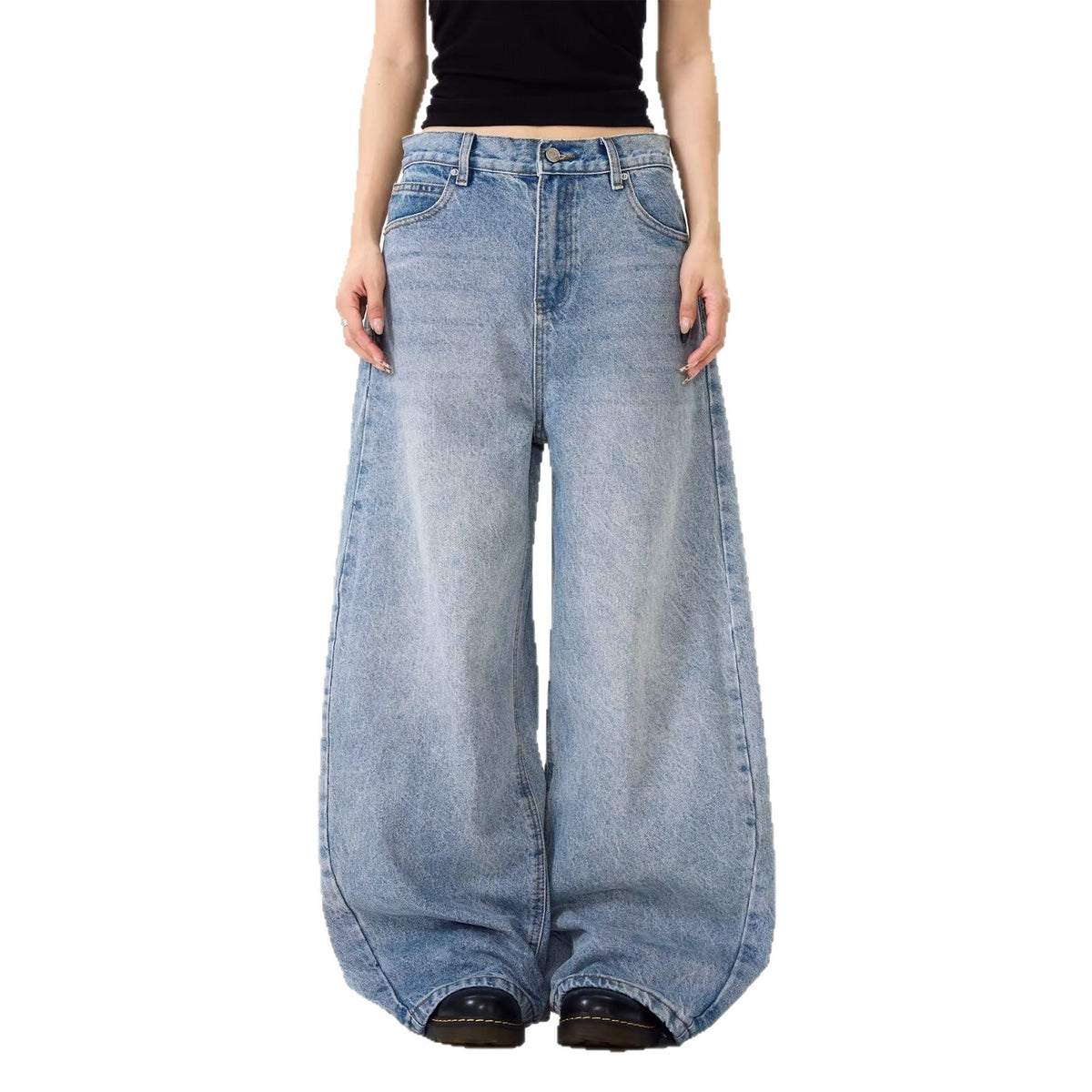 Mens Light Blue Wide Leg Denim Pants