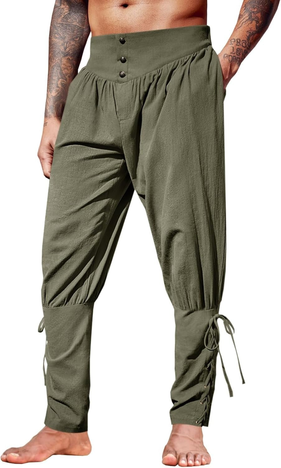Mens Linen Blend Casual Trousers