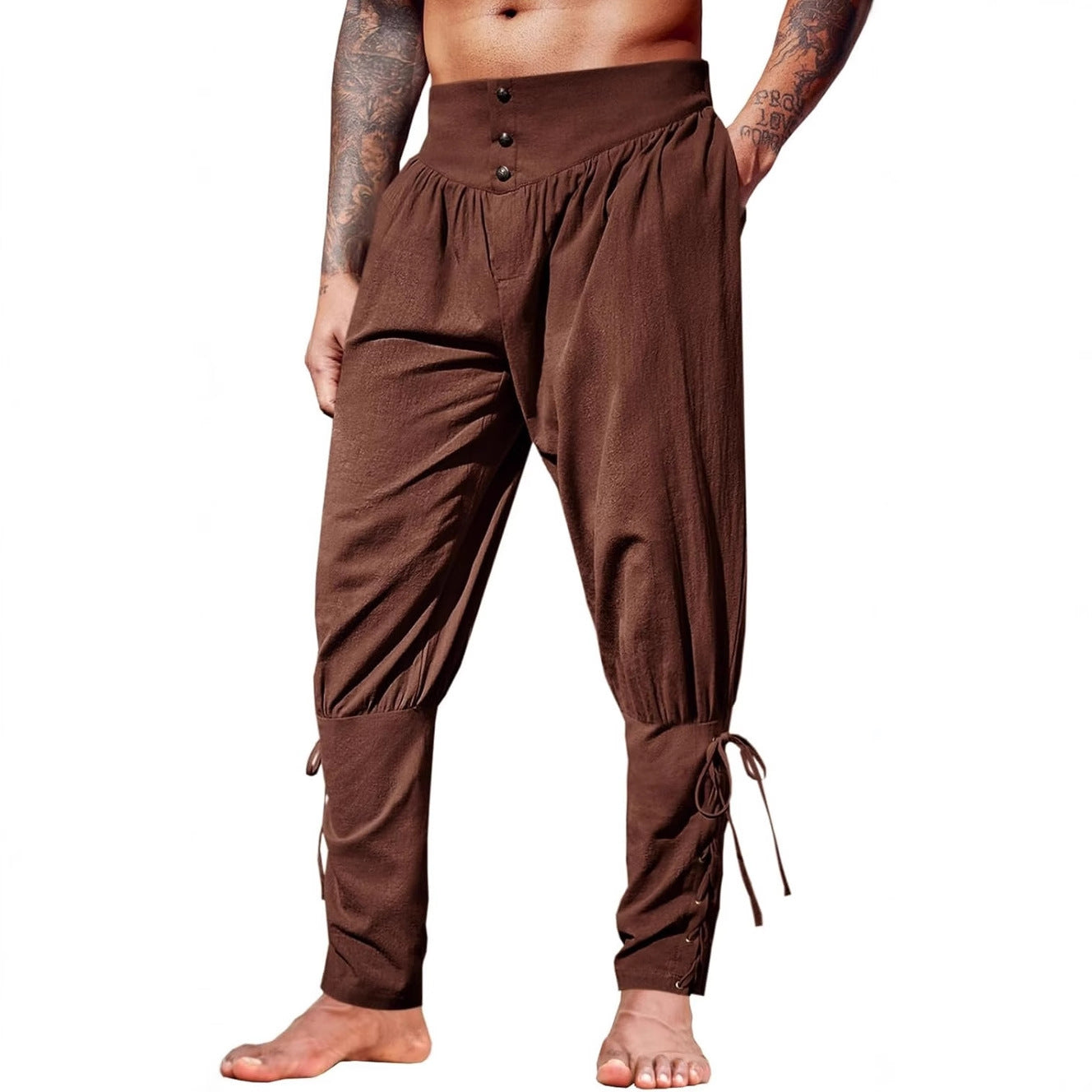 Mens Linen Blend Casual Trousers
