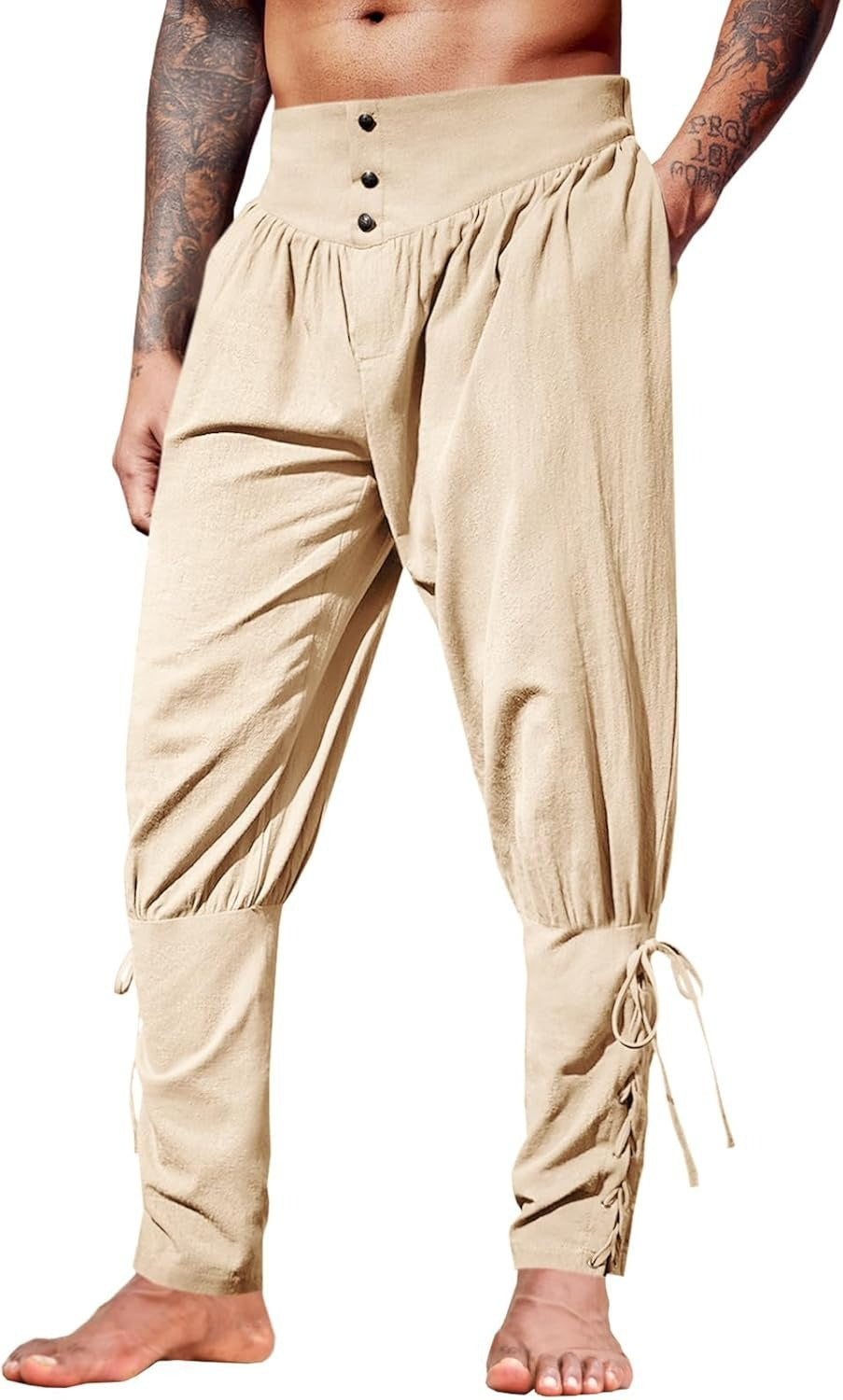 Mens Linen Blend Casual Trousers