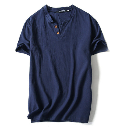 Mens Linen Blend Short Sleeve T-Shirt