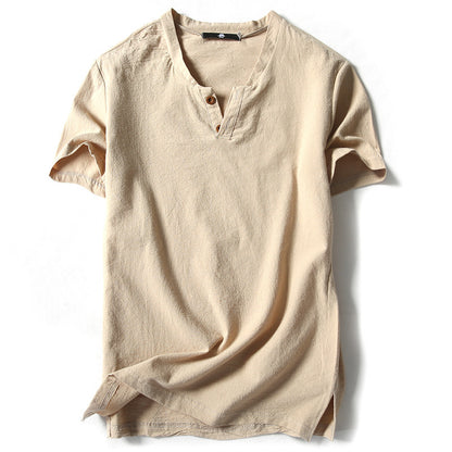 Mens Linen Blend Short Sleeve T-Shirt