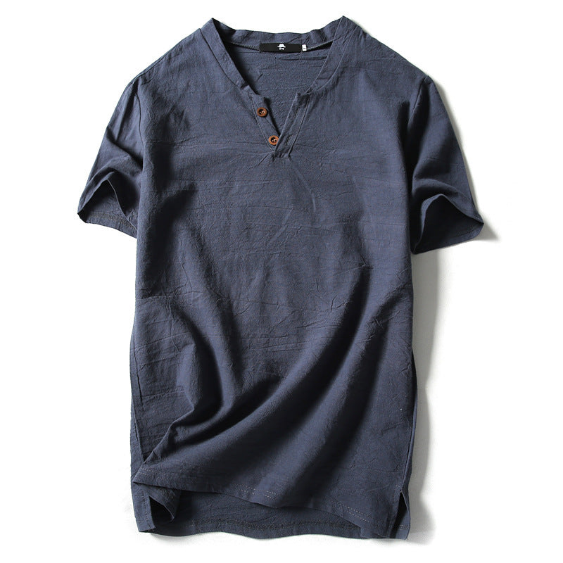 Mens Linen Blend Short Sleeve T-Shirt