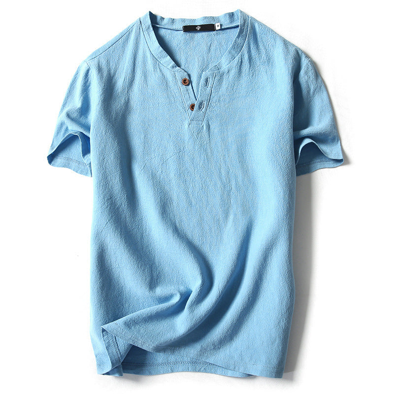 Mens Linen Blend Short Sleeve T-Shirt