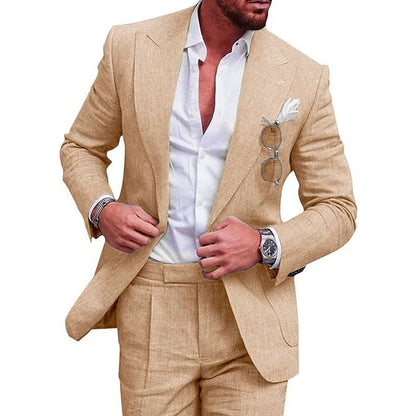 Mens Linen Blend Slim Fit Suit