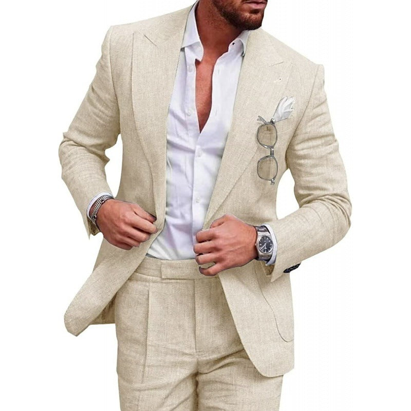 Mens Linen Blend Slim Fit Suit