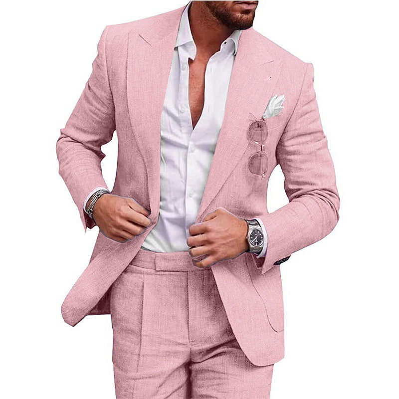 Mens Linen Blend Slim Fit Suit