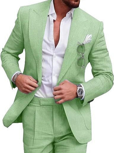 Mens Linen Blend Slim Fit Suit