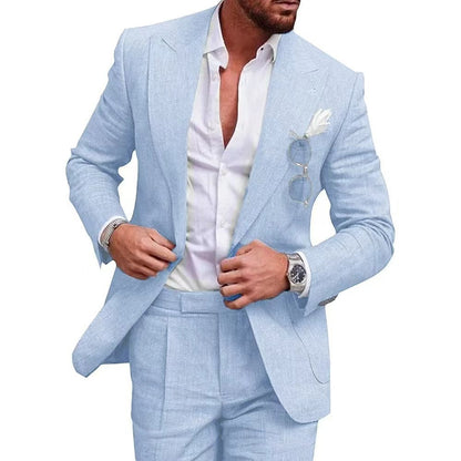 Mens Linen Blend Slim Fit Suit