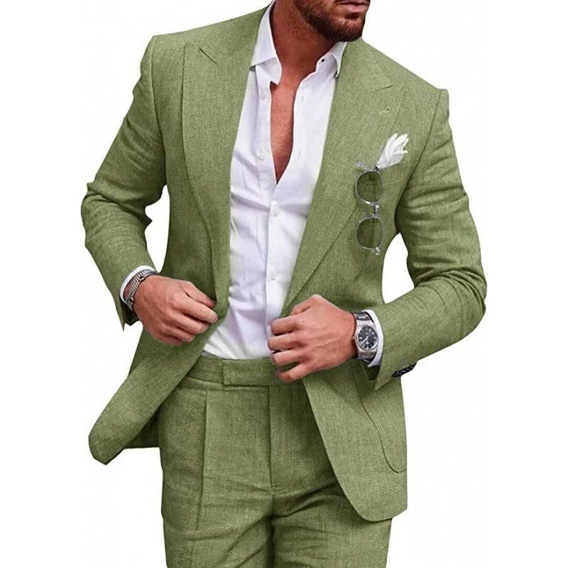 Mens Linen Blend Slim Fit Suit