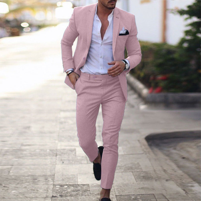 Mens Linen Blend Slim Fit Suit