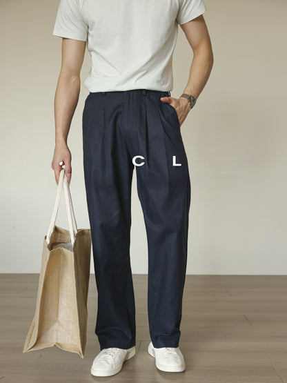 Mens Linen Blend Straight Leg Trousers