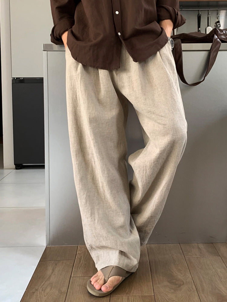 Mens Linen Casual Wide Leg Pants