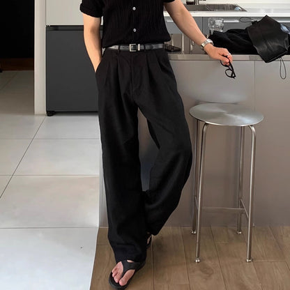 Mens Linen Casual Wide Leg Pants