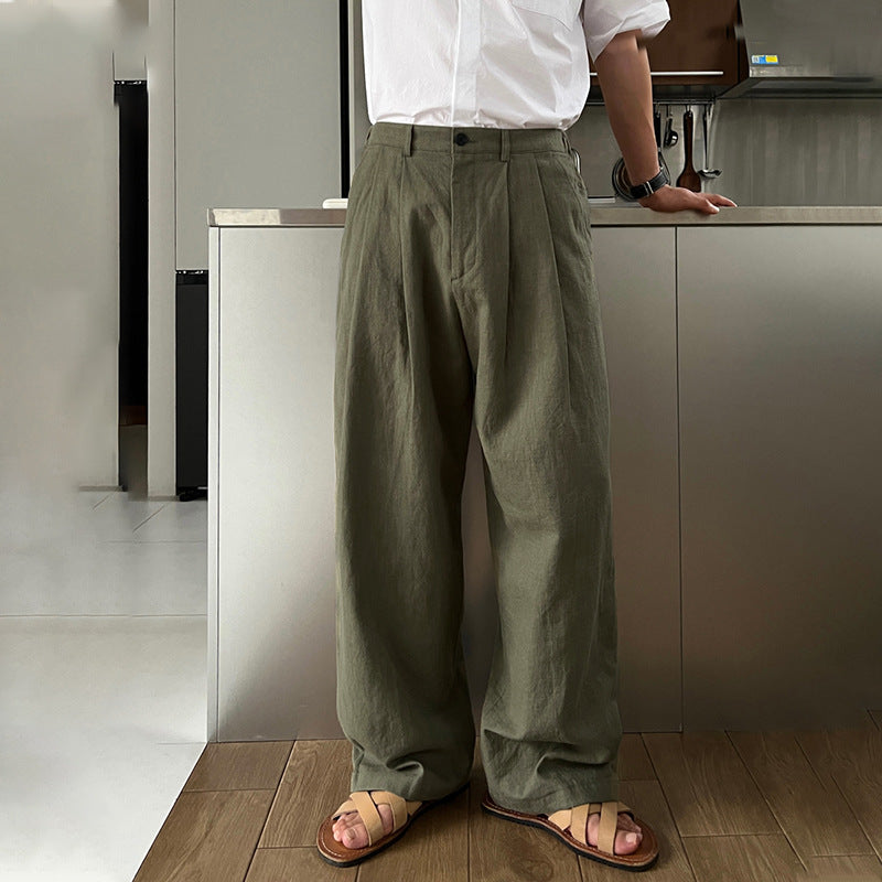 Mens Linen Casual Wide Leg Pants