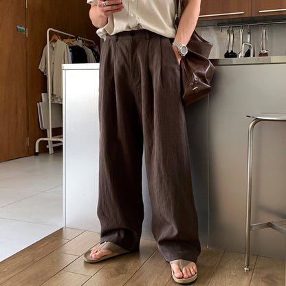 Mens Linen Casual Wide Leg Pants
