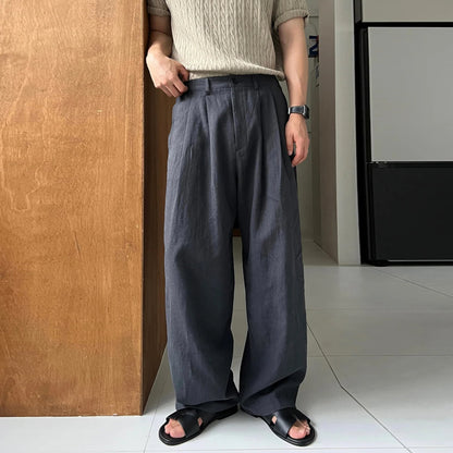 Mens Linen Casual Wide Leg Pants