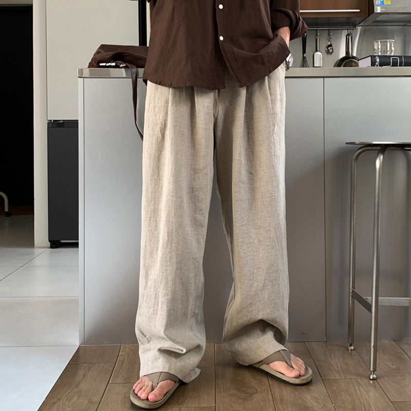 Mens Linen Casual Wide Leg Pants