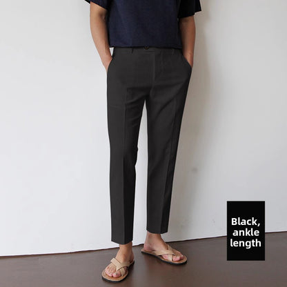 Mens Linen Cotton Blend Cropped Casual Pants