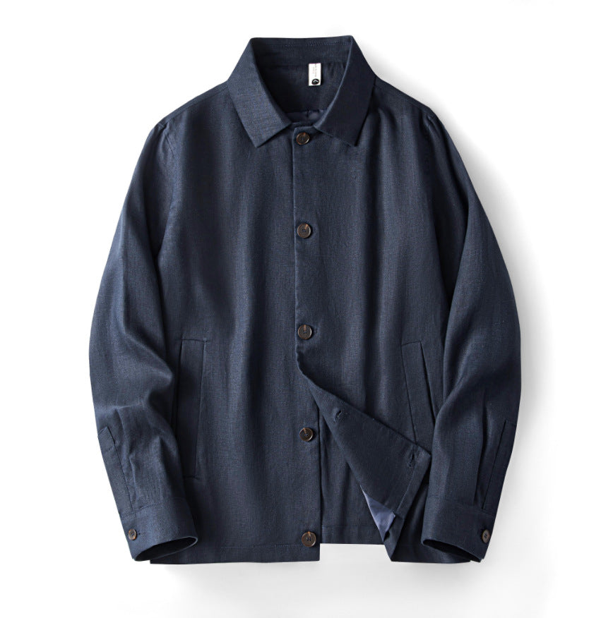 Mens Linen Lapel Casual Jacket