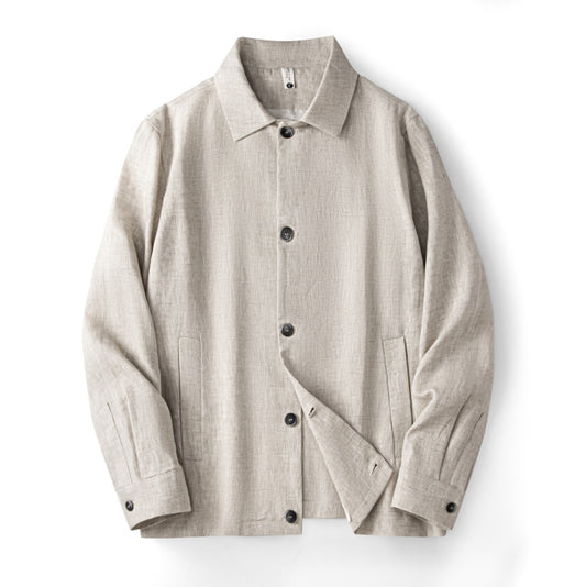 Mens Linen Lapel Casual Jacket