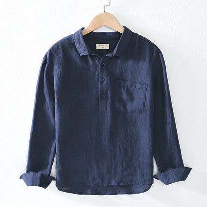 Mens Linen Lapel Shirt