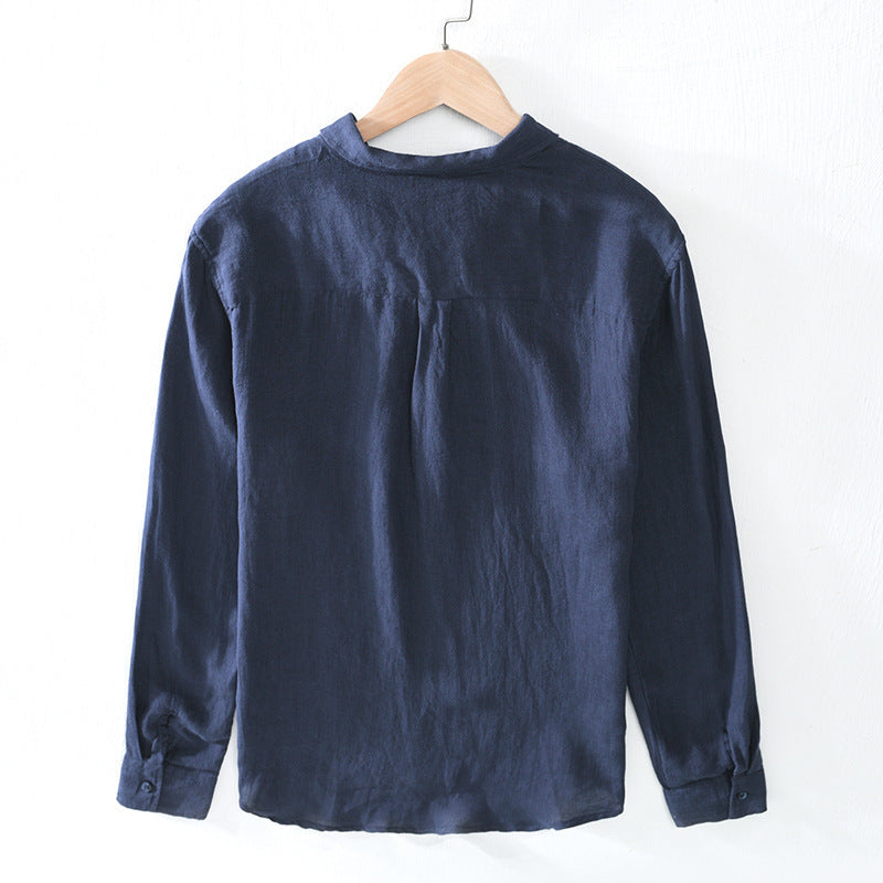 Mens Linen Lapel Shirt