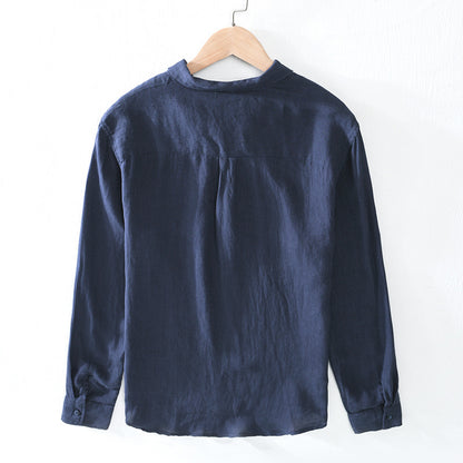 Mens Linen Lapel Shirt